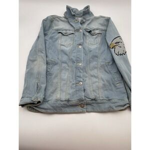 LuLaRoe Denim Jean Jacket w/Eagle Embellishments Size Large